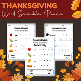 Thanksgiving Word Scramble Puzzle | Turkey Day Word Scramb