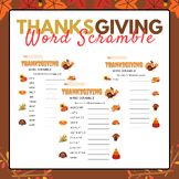 Thanksgiving Word Scramble Puzzles | Thanksgiving Activities