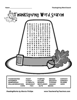 Preview of Thanksgiving Word Search ~ FREE!