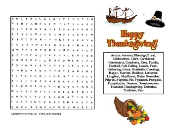 Preview of Thanksgiving Word Search