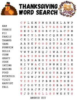 Thanksgiving Word Search by Shop FUNducation | Teachers Pay Teachers
