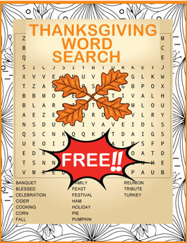 Thanksgiving Word Search by Bethel Puzzles | TPT