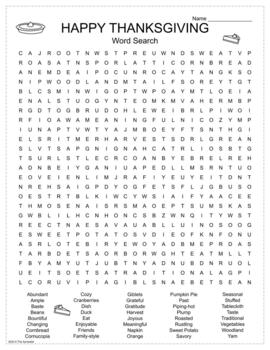 Happy Thanksgiving, [A Beagle!] Vocabulary Word Search