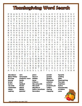 Preview of Thanksgiving Word Search Challenge (50 Words)