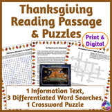 Thanksgiving Word Search & Crossword Puzzles, Reading Pass