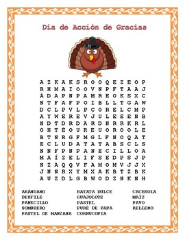 Thanksgiving Word Search & Double Puzzle in Spanish by El Jaguar