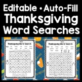 Thanksgiving Word Search - Editable with Auto-Fill! {3 Dif