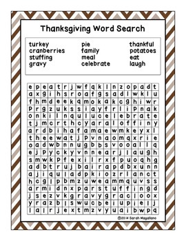 Preview of Thanksgiving Word Search FREEBIE!