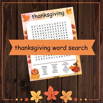 Preview of Thanksgiving Word Search Find Game Vocabulary Puzzle Worksheet