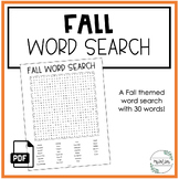 Fall Word Search | For All Classes | November Fun