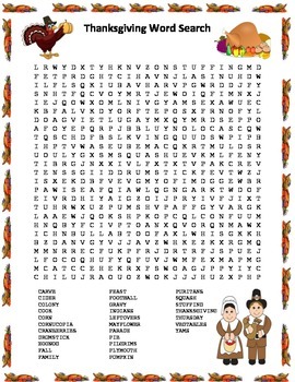 Preview of Thanksgiving Word Search- Harder 29 Words