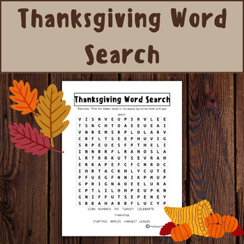 Thanksgiving Word Search- Holiday Activities for Kids (Morning Work ...