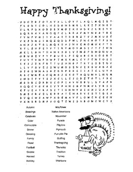 Thanksgiving Word Search Puzzle / 4th Grade by Kelly Connors | TpT