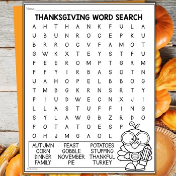 Free Printable Thanksgiving Word Search Puzzle by MsKinderhop | TPT