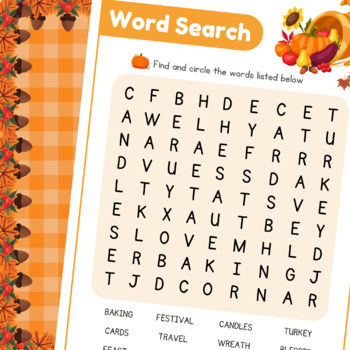 2022 Thanksgiving Word Search Puzzles | Thanksgiving Day Printable Game