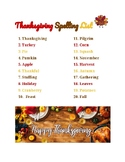 Thanksgiving Word Search, Spelling List and Activities