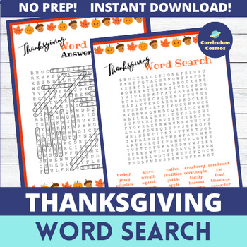 Thanksgiving Word Search for Teachers, Staff, and Students by ...