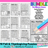 Thanksgiving Word Searches BUNDLE Fall Puzzles & Coloring 