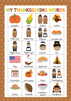 Thanksgiving Word Wall Cards - 24 words by Whimsy Printables | TpT