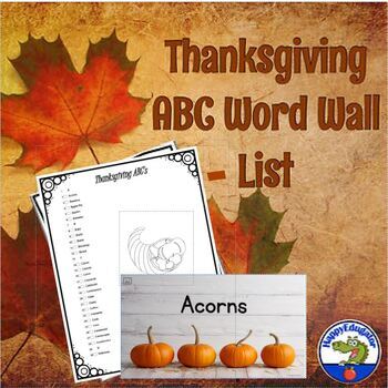 Preview of Thanksgiving Word Wall, List and Writing Prompt with Easel Activity