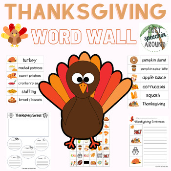 Preview of Thanksgiving Word Wall - November Writing Tasks with High Frequency Themed Words