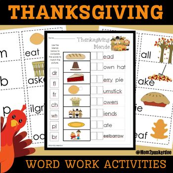 Thanksgiving Word Work Activities by Mom2punkerdoo | TpT