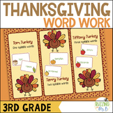 Thanksgiving Word Work Centers - Syllables + Plurals + Com