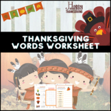Thanksgiving Word Worksheet l Thanksgiving Vocabulary Worksheet
