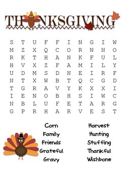 Thanksgiving Wordfinds by Two Creative Teachers | TPT
