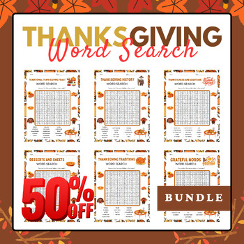 Preview of Thanksgiving Words Search Puzzles Bundle - History, Tradition and More