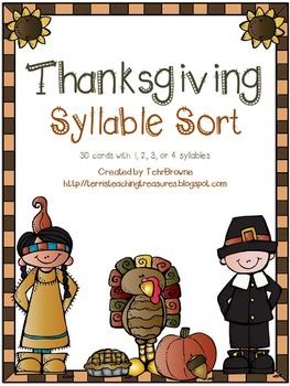 Preview of Thanksgiving Words Syllable Sort