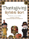 Thanksgiving Words Syllable Sort