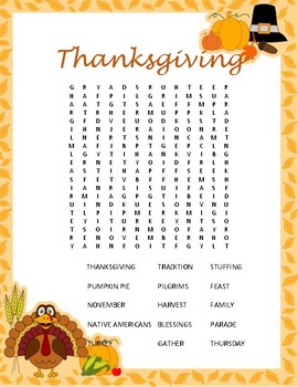 Thanksgiving Word Search by From Tots to Teens | TPT