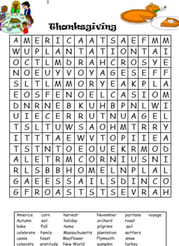 Preview of Thanksgiving Wordsearch (advanced) SECRET MESSAGE INSIDE!