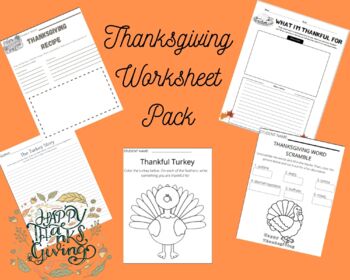 Thanksgiving Worksheet Bundle by Shop FUNducation | TPT