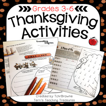 Preview of Thanksgiving Worksheets and Activities: Intermediate Grades