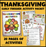 Thanksgiving Worksheets for Early Finishers 
