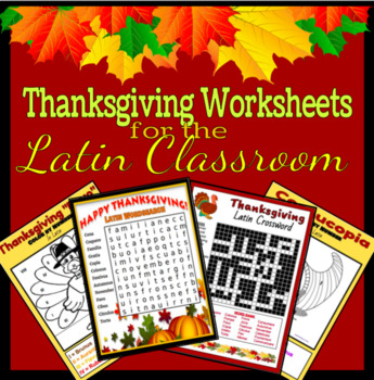 Preview of Thanksgiving Worksheets for the Latin Classroom- Bundle!