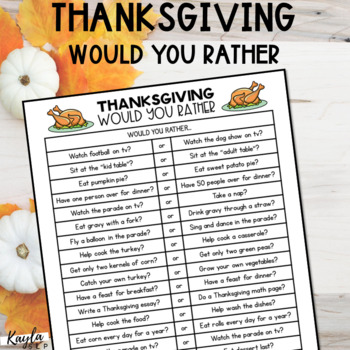 Preview of FREE Thanksgiving: Would You Rather?