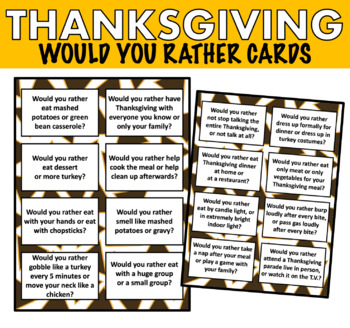 Thanksgiving Would You Rather Cards by The Modern Homeschool | TpT