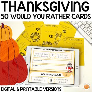 Preview of Thanksgiving Would You Rather Game | No prep Fun Activity – Digital & Print