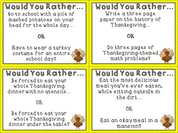 Would You Rather Thanksgiving Edition - Classful