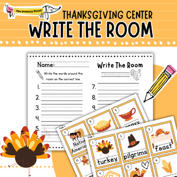 Preview of Thanksgiving Write The Room Activity Center | Fall & November Vocabulary Writing