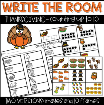 Preview of Thanksgiving Write The Room November | Fall Math Centers | Numbers to 10