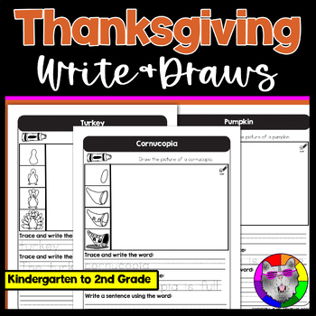 Preview of Thanksgiving Write and Draws, Handwriting Journals & Directed Drawings K-2nd