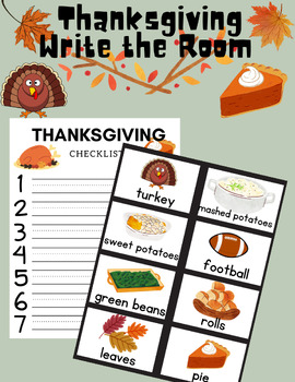 Preview of Thanksgiving Write the Room- Active Learning, Writing Practice, Seasonal