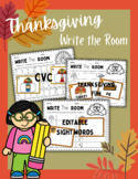 Thanksgiving Write the Room | EDITABLE Sight Word CVC Writ