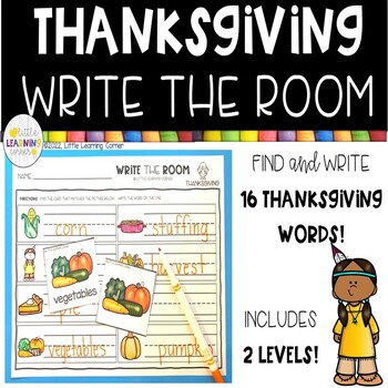 Preview of Thanksgiving Write the Room | Sensory Bin Activity