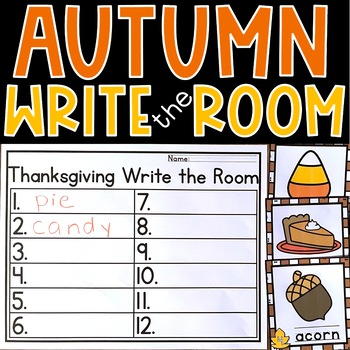 Preview of Fall Write the Room Kindergarten Activity Thanksgiving