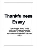 Thanksgiving Writing Activity- Thankfulness Essay